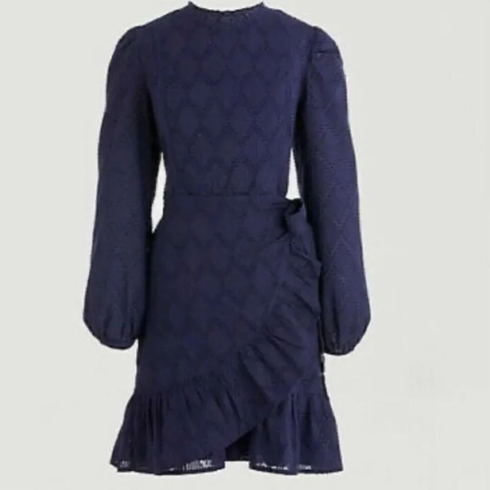 J. Crew blue cotton faux wrap dress size S